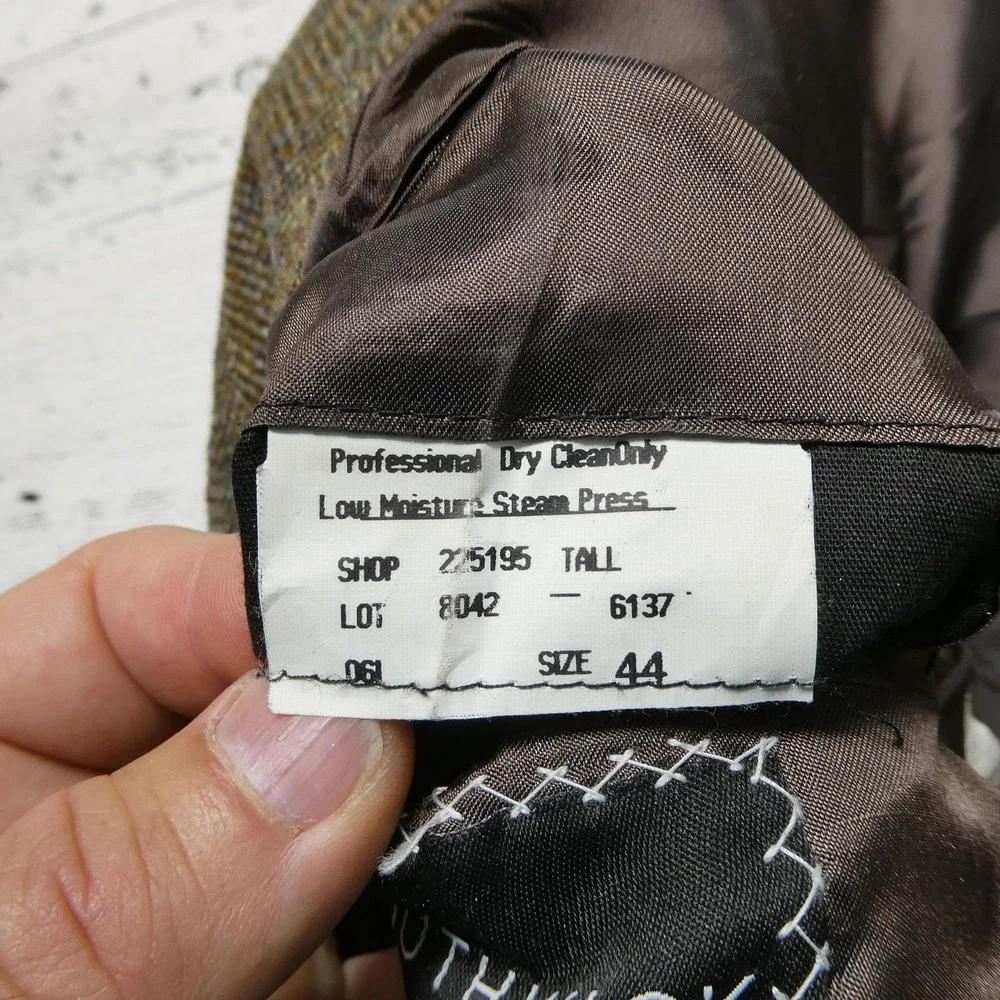 Southwick Blazer Mens 44 Long Brown Twill by Dayton Herringbone Wool Tweed
